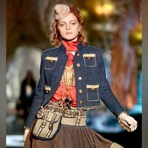 Vintage ROBERTO CAVALLI Just F/W 2005 Military Four Pocket Tweed Jacket in White